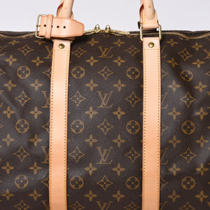 新品同様 LOUIS VUITTON ルイヴィトン キーポル55 ボストンバッグ M41424 モノグラム PVCコーティングキャンバス ヌメ革 ブラウン 中古 4a000241