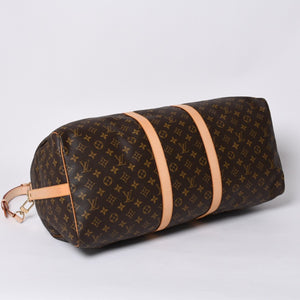 新品同様 LOUIS VUITTON ルイヴィトン キーポル55 ボストンバッグ M41424 モノグラム PVCコーティングキャンバス ヌメ革 ブラウン 中古 4a000241