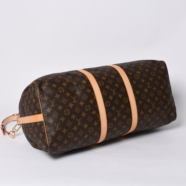 新品同様 LOUIS VUITTON ルイヴィトン キーポル55 ボストンバッグ M41424 モノグラム PVCコーティングキャンバス ヌメ革 ブラウン 中古 4a000241