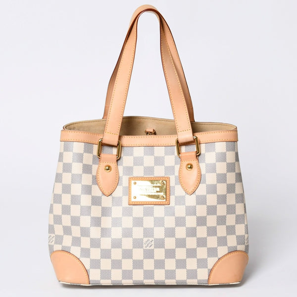 Like new LOUIS VUITTON Handbag N51207 Hampstead PM White Damier Azur Used 4a000395