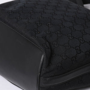 GUCCI Gucci Hobo One Shoulder Bag 002113 GG Canvas Silver Hardware Black Good Condition Used 4a000191