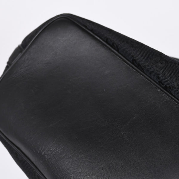 GUCCI Gucci Hobo One Shoulder Bag 002113 GG Canvas Silver Hardware Black Good Condition Used 4a000191