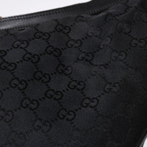GUCCI Gucci Hobo One Shoulder Bag 002113 GG Canvas Silver Hardware Black Good Condition Used 4a000191