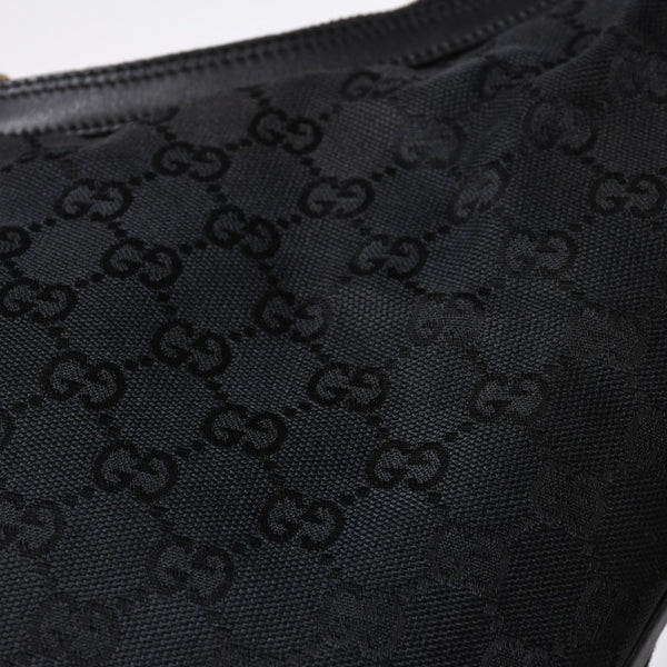 GUCCI Gucci Hobo One Shoulder Bag 002113 GG Canvas Silver Hardware Black Good Condition Used 4a000191