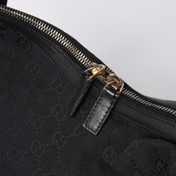 GUCCI Gucci Hobo One Shoulder Bag 002113 GG Canvas Silver Hardware Black Good Condition Used 4a000191