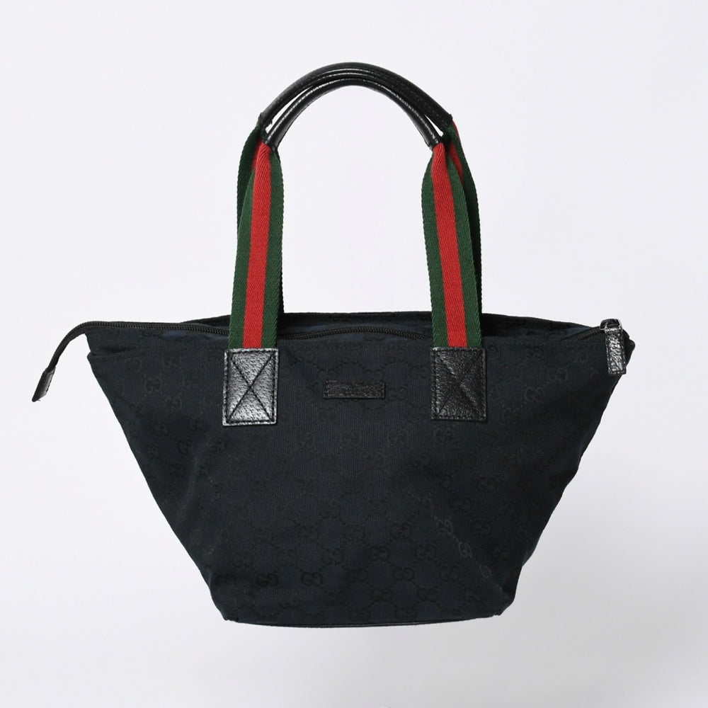 GUCCI グッチ ハンドバッグ 214397 シェリーライン GGキャンバス シルバー金具 ネイビー 美品 中古 4a000222