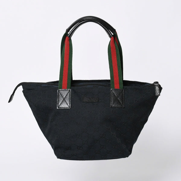 GUCCI Gucci Handbag 214397 Sherry Line GG Canvas Silver Hardware Navy Good Condition Used 4a000222