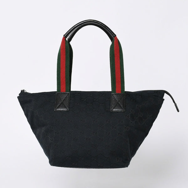 GUCCI Gucci Handbag 214397 Sherry Line GG Canvas Silver Hardware Navy Good Condition Used 4a000222
