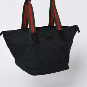 GUCCI Gucci Handbag 214397 Sherry Line GG Canvas Silver Hardware Navy Good Condition Used 4a000222