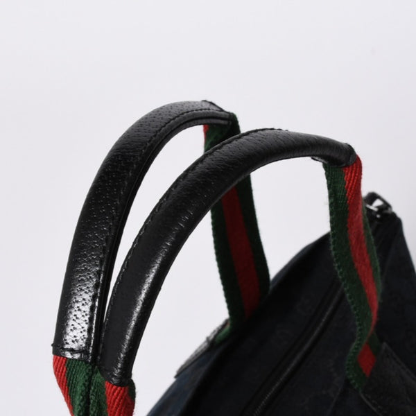 GUCCI Gucci Handbag 214397 Sherry Line GG Canvas Silver Hardware Navy Good Condition Used 4a000222