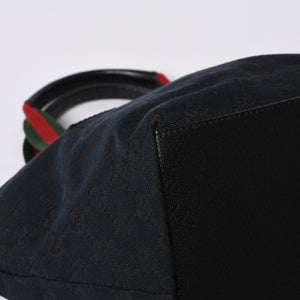GUCCI Gucci Handbag 214397 Sherry Line GG Canvas Silver Hardware Navy Good Condition Used 4a000222