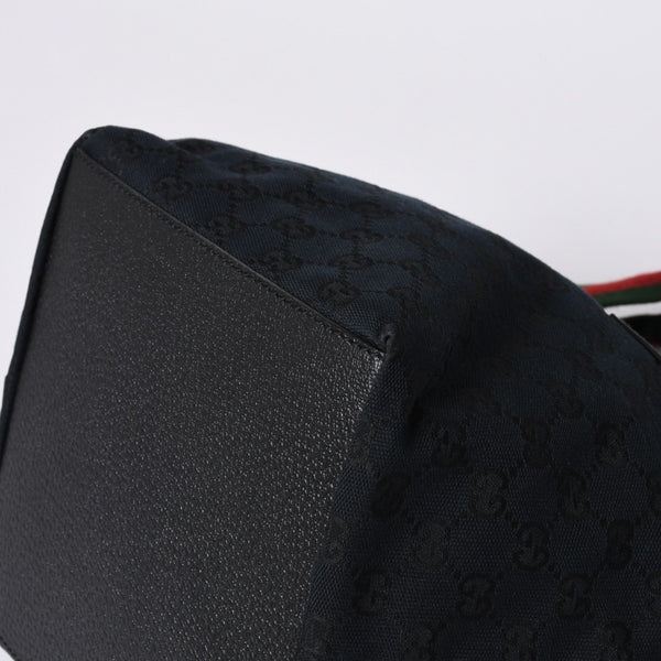 GUCCI Gucci Handbag 214397 Sherry Line GG Canvas Silver Hardware Navy Good Condition Used 4a000222