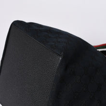 画像をギャラリービューアに読み込む, GUCCI グッチ ハンドバッグ 214397 シェリーライン GGキャンバス シルバー金具 ネイビー 美品 中古 4a000222