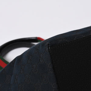 GUCCI Gucci Handbag 214397 Sherry Line GG Canvas Silver Hardware Navy Good Condition Used 4a000222