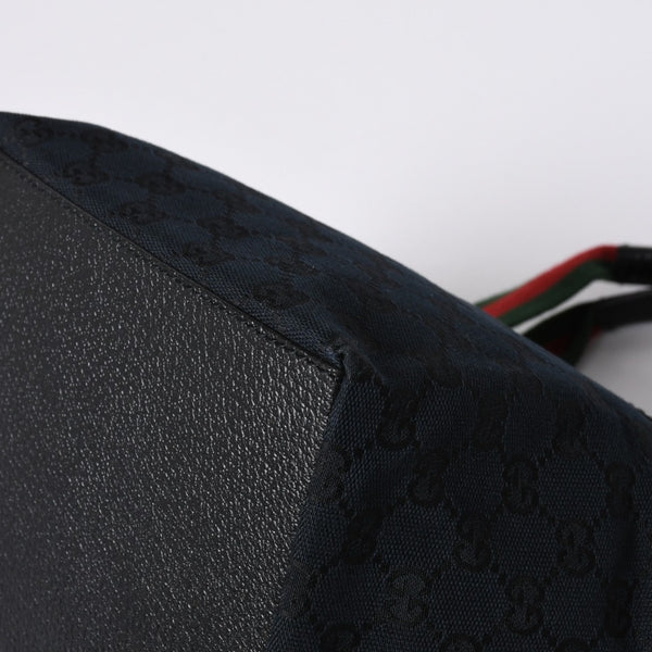GUCCI Gucci Handbag 214397 Sherry Line GG Canvas Silver Hardware Navy Good Condition Used 4a000222