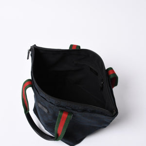 GUCCI Gucci Handbag 214397 Sherry Line GG Canvas Silver Hardware Navy Good Condition Used 4a000222