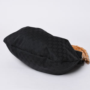 GUCCI グッチ バンブー ワンショルダー ハンド バッグ 124298 レザー GGキャンバス ブラック ブラウン 美品 中古 4a000183