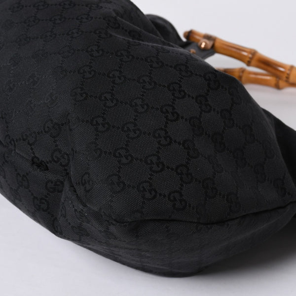 GUCCI グッチ バンブー ワンショルダー ハンド バッグ 124298 レザー GGキャンバス ブラック ブラウン 美品 中古 4a000183
