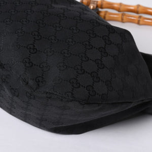 GUCCI グッチ バンブー ワンショルダー ハンド バッグ 124298 レザー GGキャンバス ブラック ブラウン 美品 中古 4a000183
