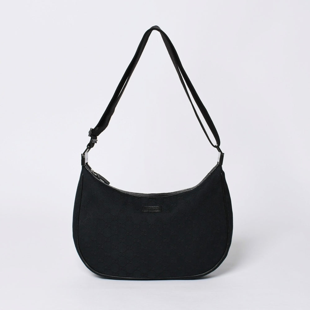 GUCCI グッチ GG柄 ハンドバック ショルダーバッグ 122790 キャンバス レザー ブラック シルバー金具 美品 中古 4a000133