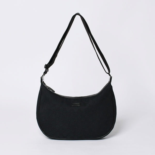 GUCCI グッチ GG柄 ハンドバック ショルダーバッグ 122790 キャンバス レザー ブラック シルバー金具 美品 中古 4a000133