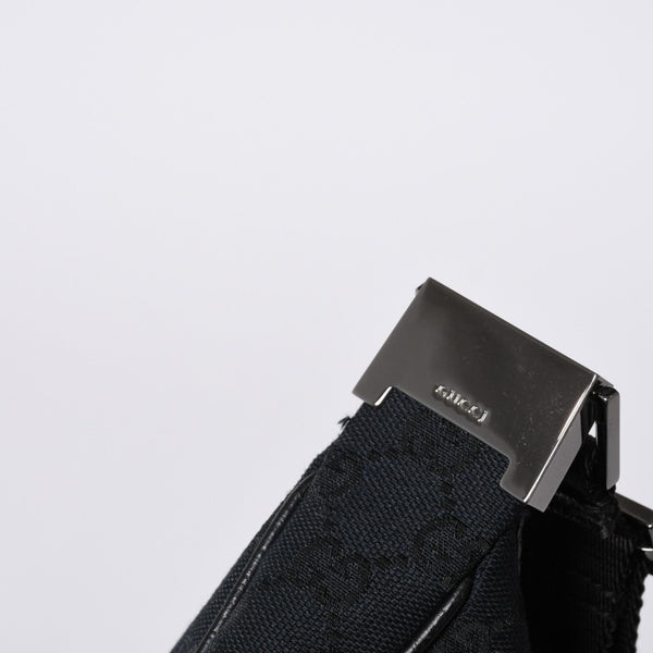 GUCCI グッチ GG柄 ハンドバック ショルダーバッグ 122790 キャンバス レザー ブラック シルバー金具 美品 中古 4a000133
