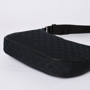 GUCCI グッチ GG柄 ハンドバック ショルダーバッグ 122790 キャンバス レザー ブラック シルバー金具 美品 中古 4a000133