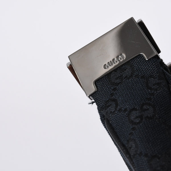 GUCCI グッチ GG柄 ハンドバック ショルダーバッグ 122790 キャンバス レザー ブラック シルバー金具 美品 中古 4a000133
