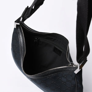 GUCCI グッチ GG柄 ハンドバック ショルダーバッグ 122790 キャンバス レザー ブラック シルバー金具 美品 中古 4a000133