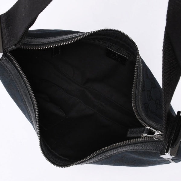 GUCCI グッチ GG柄 ハンドバック ショルダーバッグ 122790 キャンバス レザー ブラック シルバー金具 美品 中古 4a000133