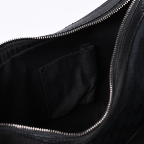 GUCCI グッチ GG柄 ハンドバック ショルダーバッグ 122790 キャンバス レザー ブラック シルバー金具 美品 中古 4a000133