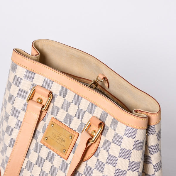 Like new LOUIS VUITTON Handbag N51207 Hampstead PM White Damier Azur Used 4a000395