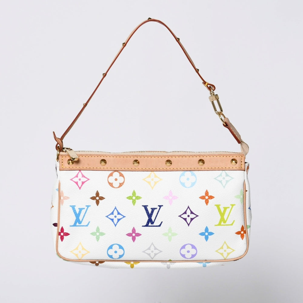 Like new LOUIS VUITTON Pochette Accessory Pouch M92649 Monogram Multicolor Takashi Murakami Used 4a000362