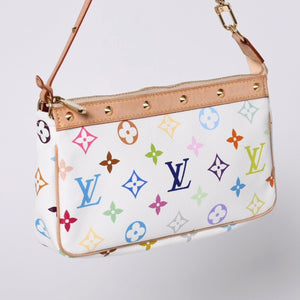 Like new LOUIS VUITTON Pochette Accessory Pouch M92649 Monogram Multicolor Takashi Murakami Used 4a000362