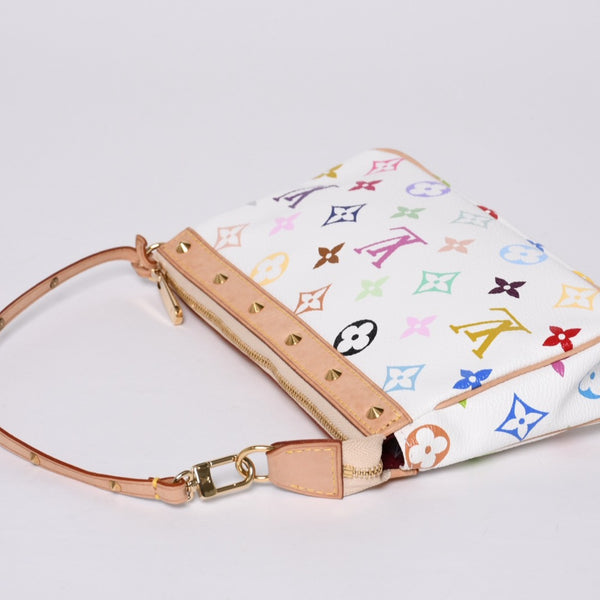 Like new LOUIS VUITTON Pochette Accessory Pouch M92649 Monogram Multicolor Takashi Murakami Used 4a000362