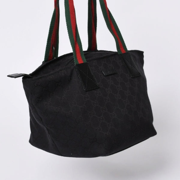 GUCCI グッチ ハンドバッグ 214397 シェリーライン GGキャンバス シルバー金具 ブラック 美品 中古 4a000217