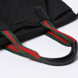 GUCCI グッチ ハンドバッグ 214397 シェリーライン GGキャンバス シルバー金具 ブラック 美品 中古 4a000217