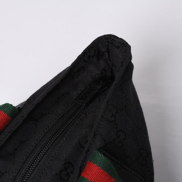 GUCCI グッチ ハンドバッグ 214397 シェリーライン GGキャンバス シルバー金具 ブラック 美品 中古 4a000217