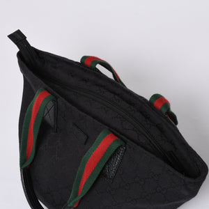 GUCCI グッチ ハンドバッグ 214397 シェリーライン GGキャンバス シルバー金具 ブラック 美品 中古 4a000217