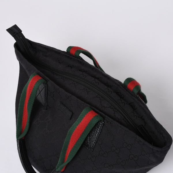 GUCCI グッチ ハンドバッグ 214397 シェリーライン GGキャンバス シルバー金具 ブラック 美品 中古 4a000217
