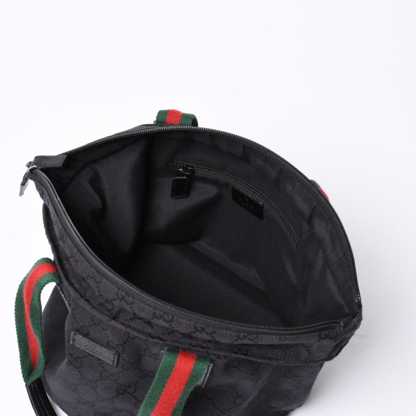GUCCI グッチ ハンドバッグ 214397 シェリーライン GGキャンバス シルバー金具 ブラック 美品 中古 4a000217