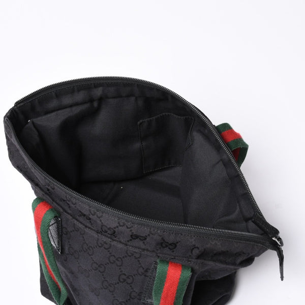 GUCCI グッチ ハンドバッグ 214397 シェリーライン GGキャンバス シルバー金具 ブラック 美品 中古 4a000217
