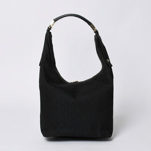 GUCCI Gucci Hobo One Shoulder Bag 002113 GG Canvas Silver Hardware Black Good Condition Used 4a000191