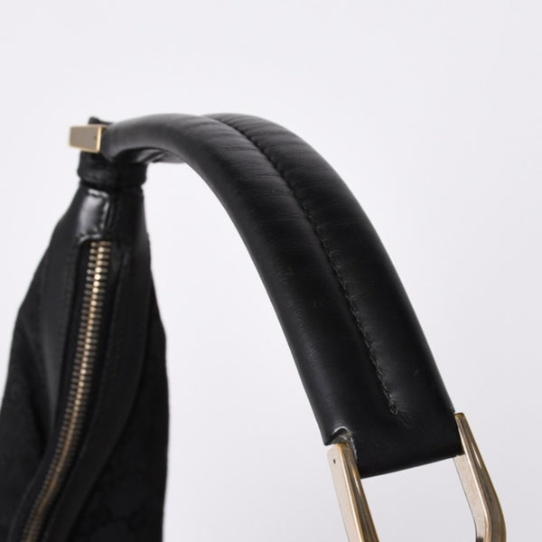 GUCCI Gucci Hobo One Shoulder Bag 002113 GG Canvas Silver Hardware Black Good Condition Used 4a000191