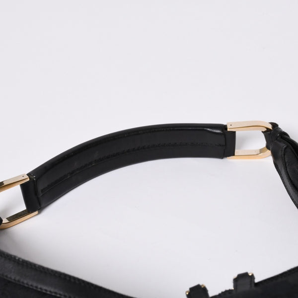 GUCCI Gucci Hobo One Shoulder Bag 002113 GG Canvas Silver Hardware Black Good Condition Used 4a000191