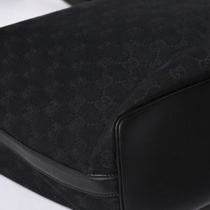GUCCI Gucci Hobo One Shoulder Bag 002113 GG Canvas Silver Hardware Black Good Condition Used 4a000191