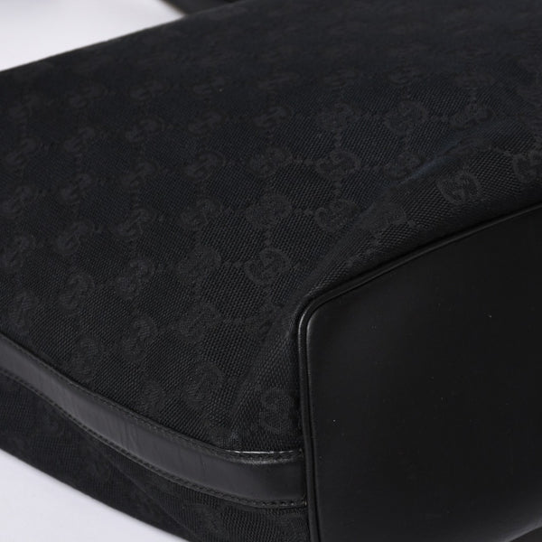 GUCCI Gucci Hobo One Shoulder Bag 002113 GG Canvas Silver Hardware Black Good Condition Used 4a000191