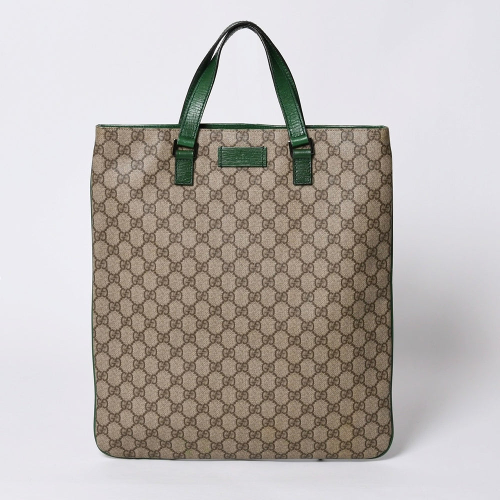 GUCCI グッチ GG スプリーム 131258 グリーン×ブラウン Tote Bag トートバッグ PVC レザー 良品 中古 4a000397