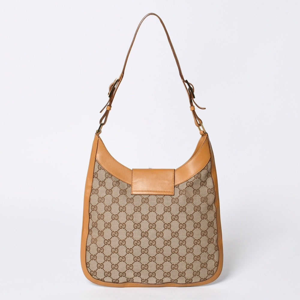 GUCCI グッチ ホーボー ワンショルダー ハンドバッグ 001 4129 001013 GGキャンバス レザー ベージュ ゴールド金具 美品 中古 4a000188