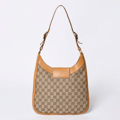 GUCCI Gucci Hobo One Shoulder Handbag 001 4129 001013 GG Canvas Leather Beige Gold Hardware Good Condition Used 4a000188